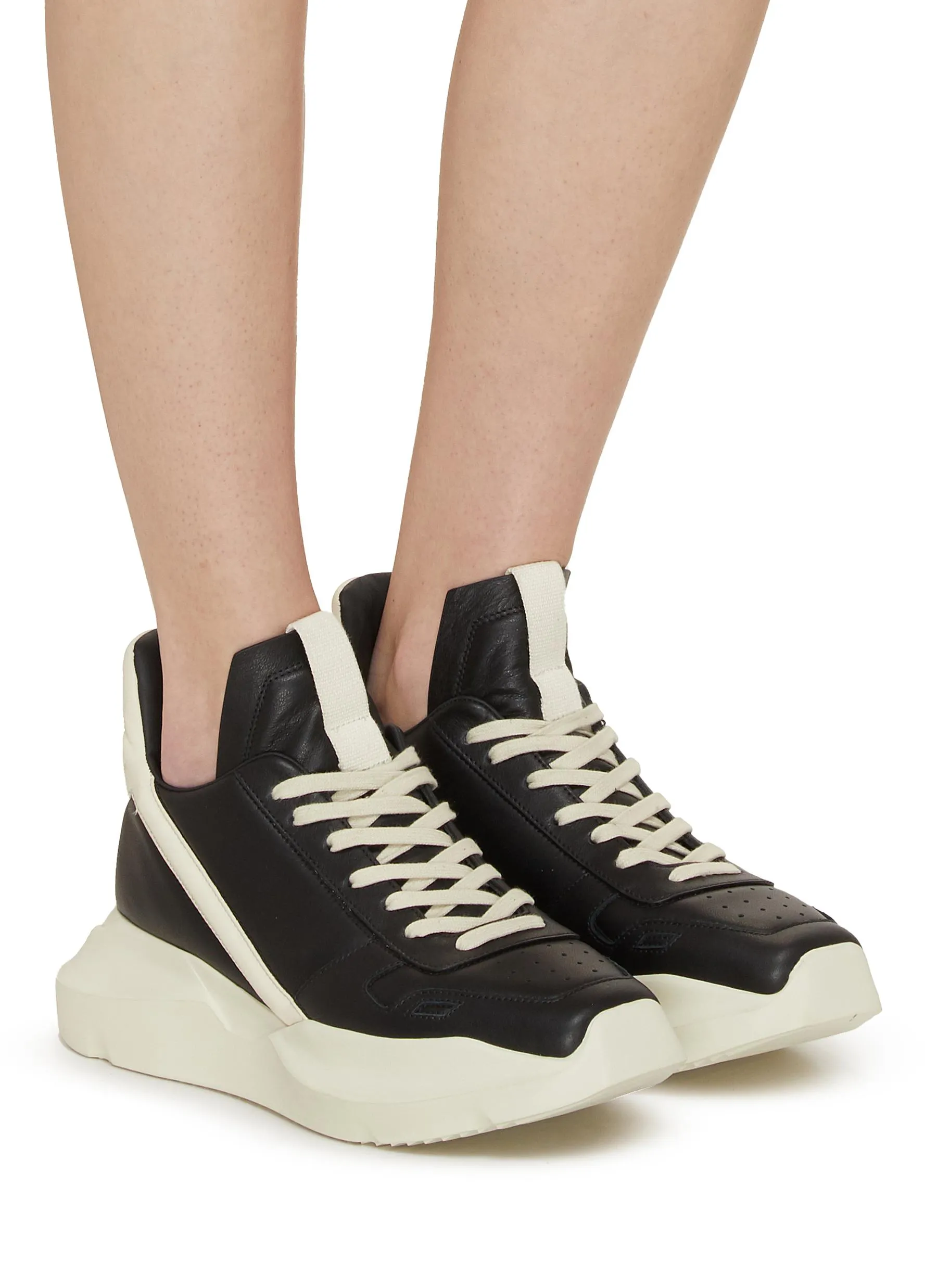 -----------RICK OWENS  ---- ------------ ----Grained Leather High-top Sneakers --