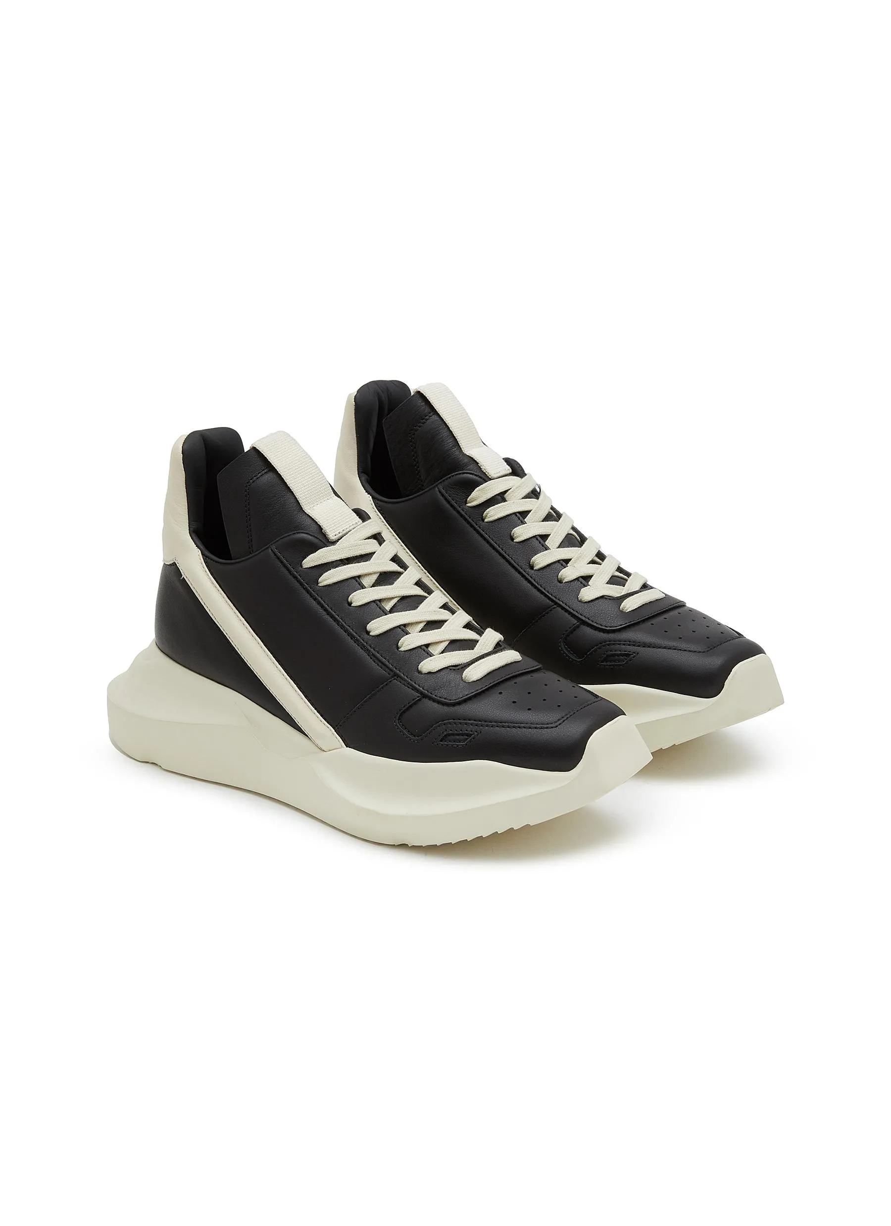 -----------RICK OWENS  ---- ------------ ----Grained Leather High-top Sneakers --