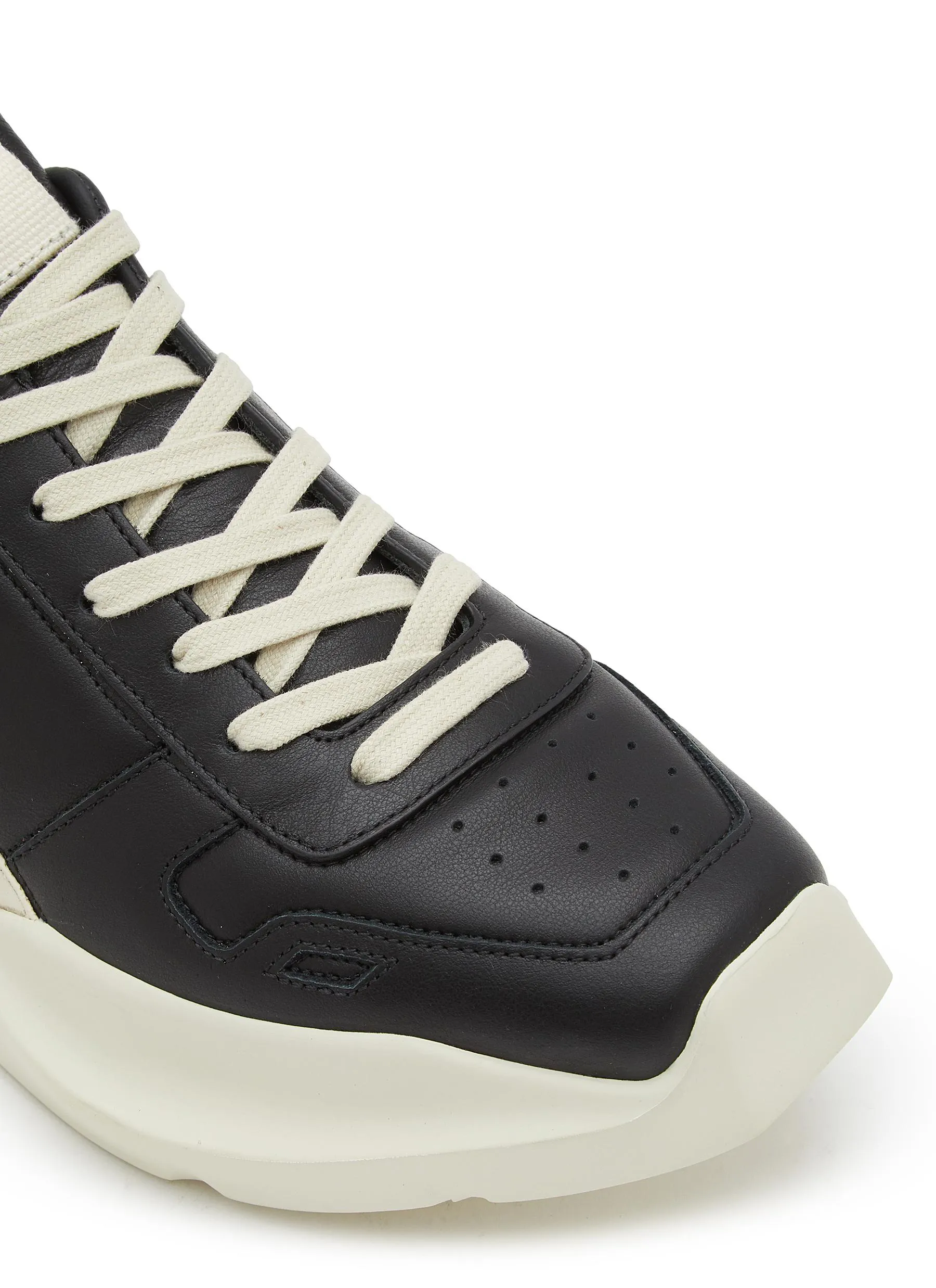 -----------RICK OWENS  ---- ------------ ----Grained Leather High-top Sneakers --