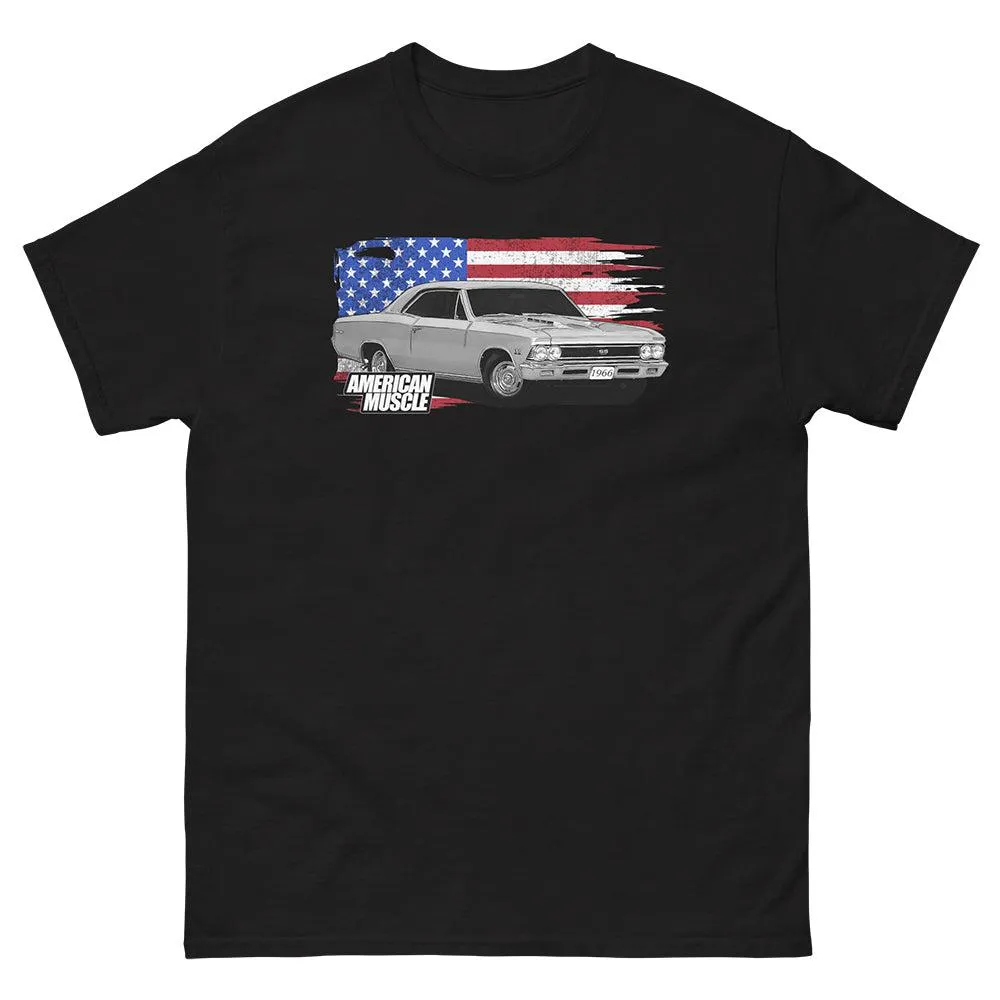 1966 Chevelle T-Shirt American Muscle Car Tee With American Flag Design