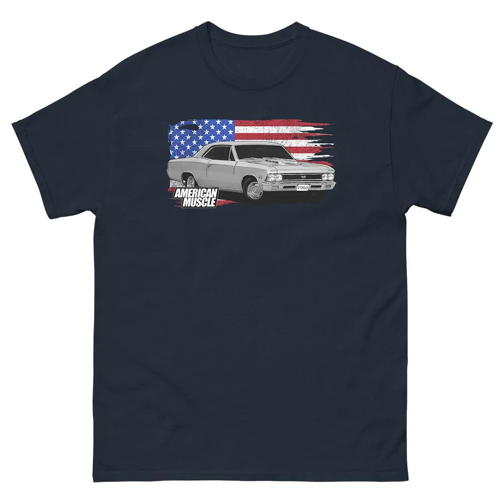 1966 Chevelle T-Shirt American Muscle Car Tee With American Flag Design