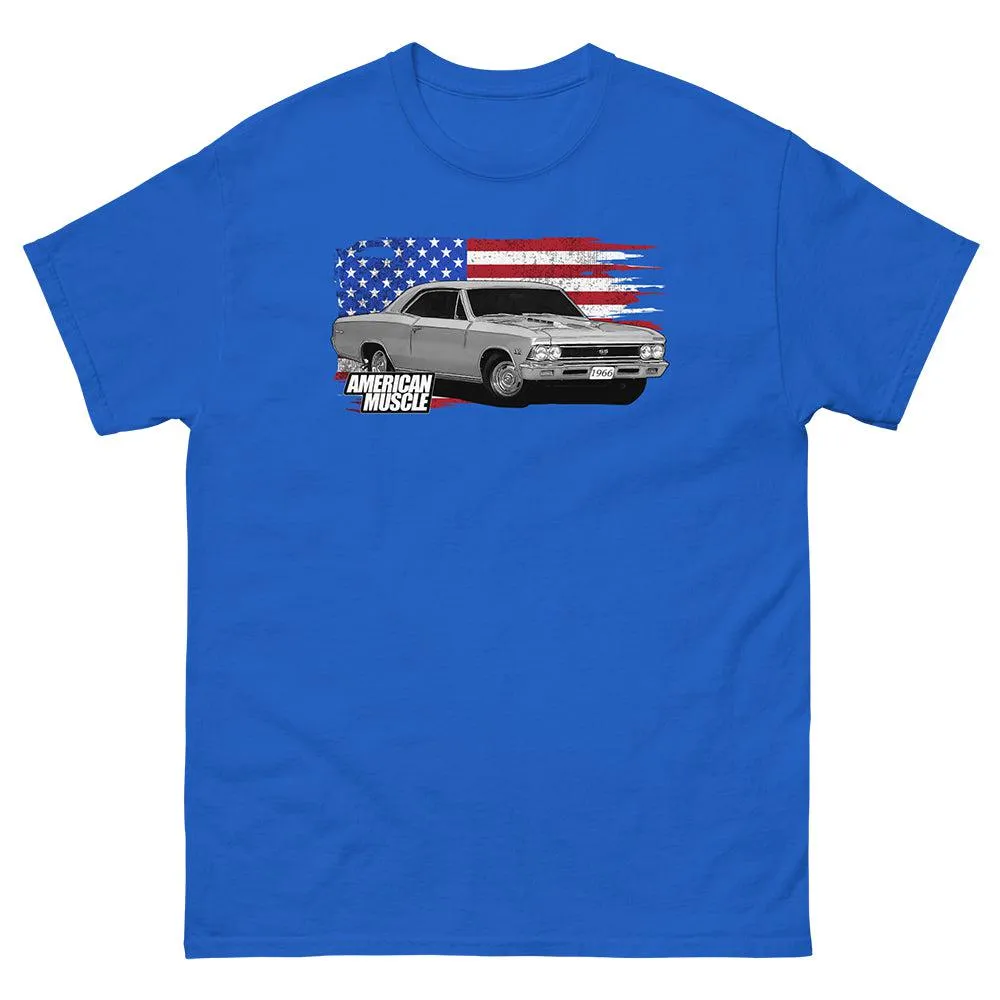 1966 Chevelle T-Shirt American Muscle Car Tee With American Flag Design