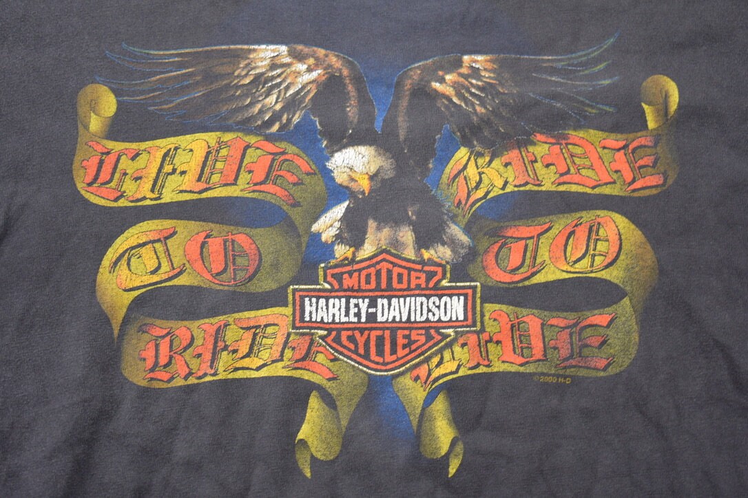 2001 Jacox Harley Davidson Toronto Canada Graphic T Shirt / Y2K Harley Davidson / Faded Vintage T Shirt / Vintage Distressing