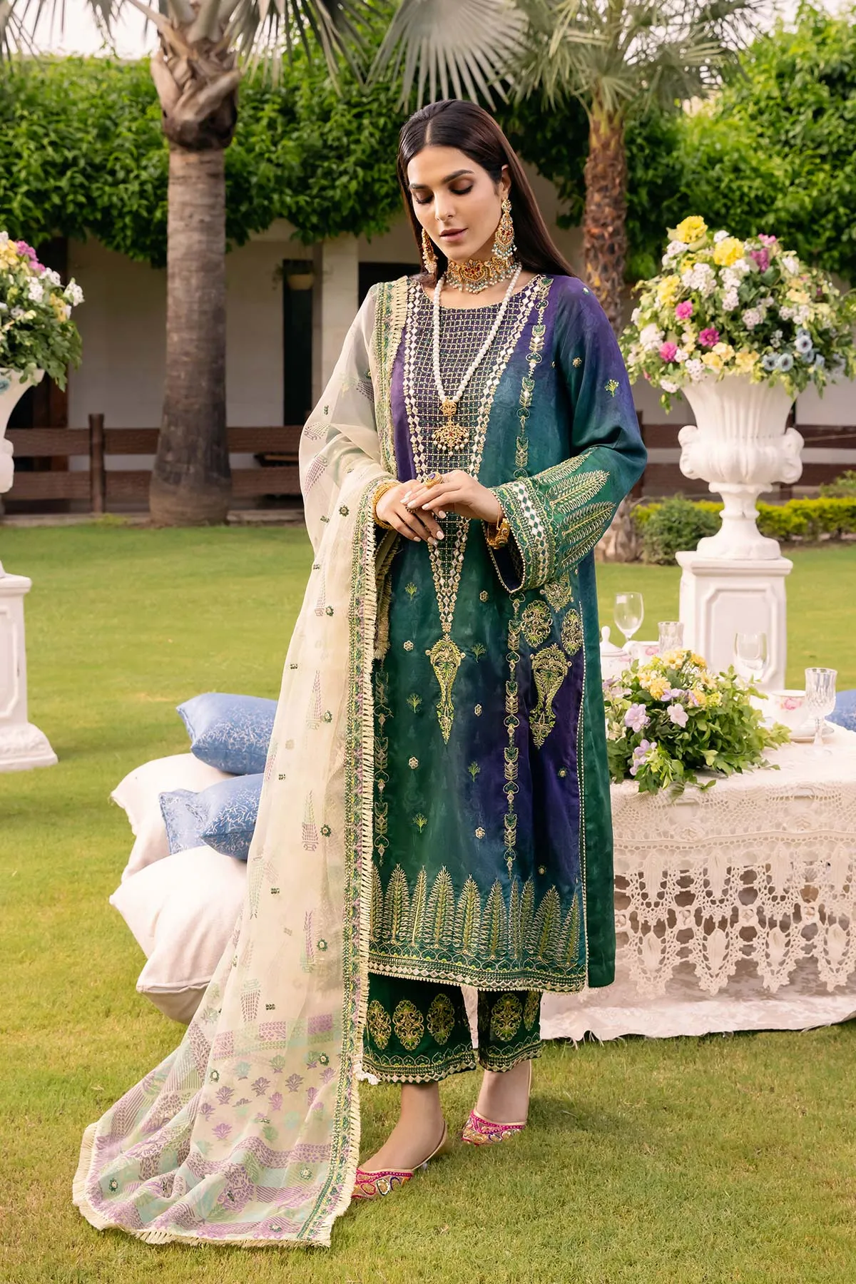 3-Pc Charizma Unstitched Embroidered Swiss Lawn With Chiffon Dupatta CSM-3-02