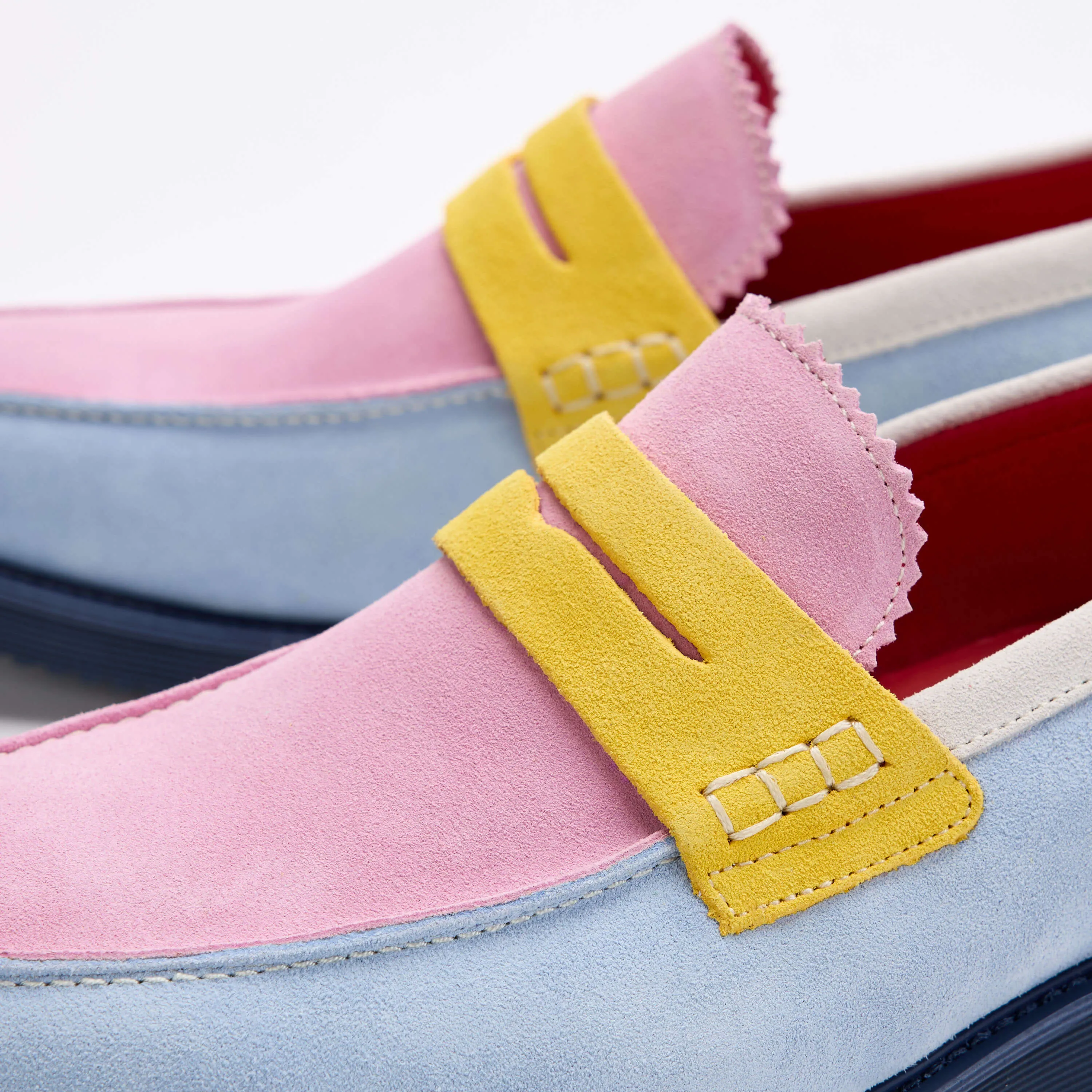 Abe Pastel Colorblock Suede Penny Loafers