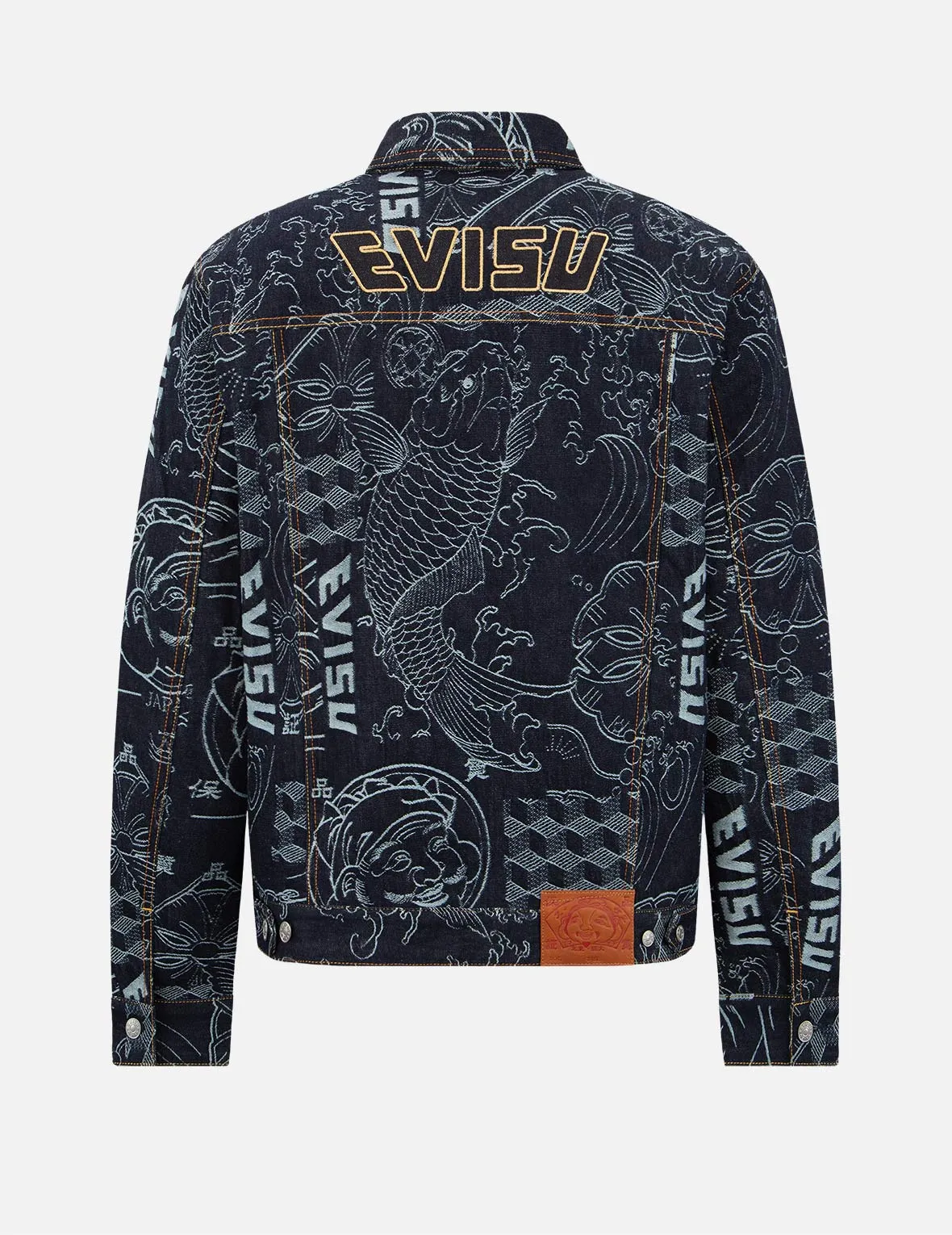 Allover Japanese Pattern Jacquard Denim Jacket