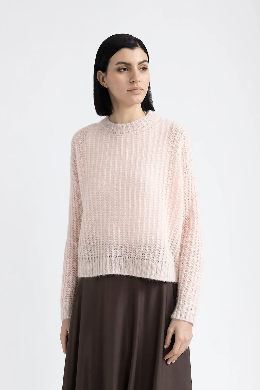 Alpaca and lurex crewneck sweater