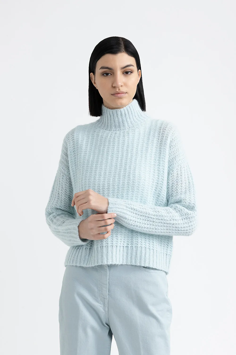 Alpaca and lurex high neck sweater