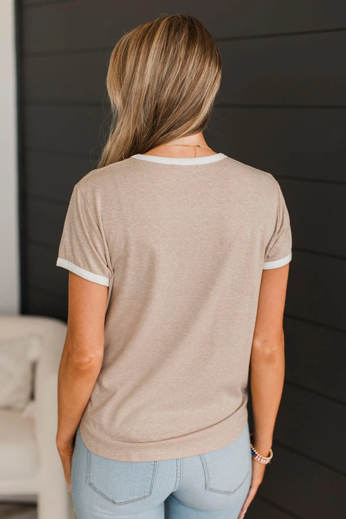 American Dream Graphic Top- Taupe