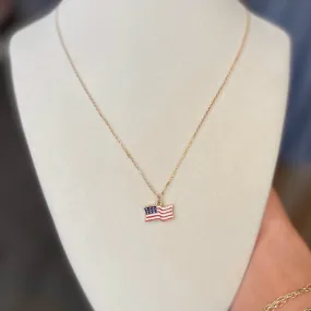 American Flag Necklace Gold