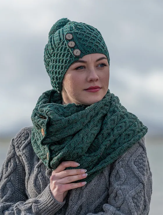 Aran Snood Scarf with Buttons