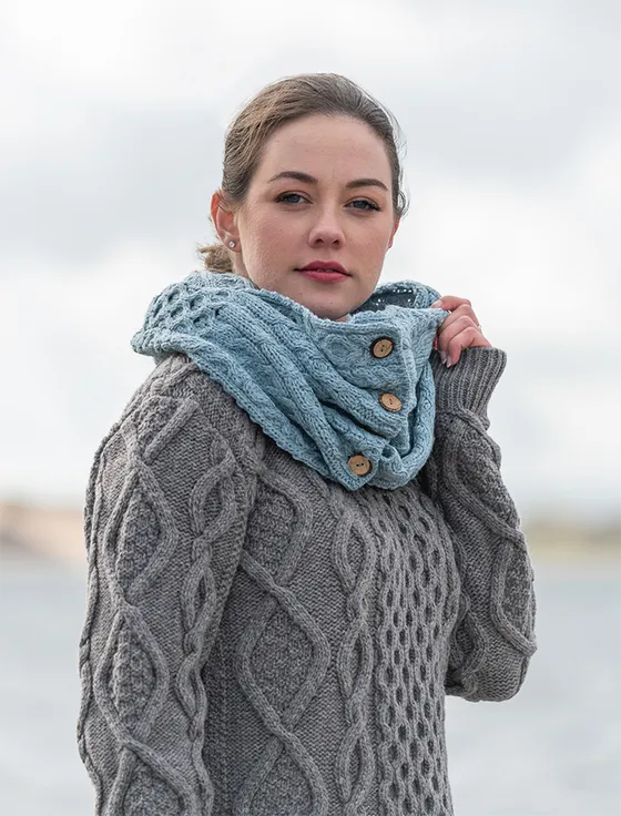 Aran Snood Scarf with Buttons