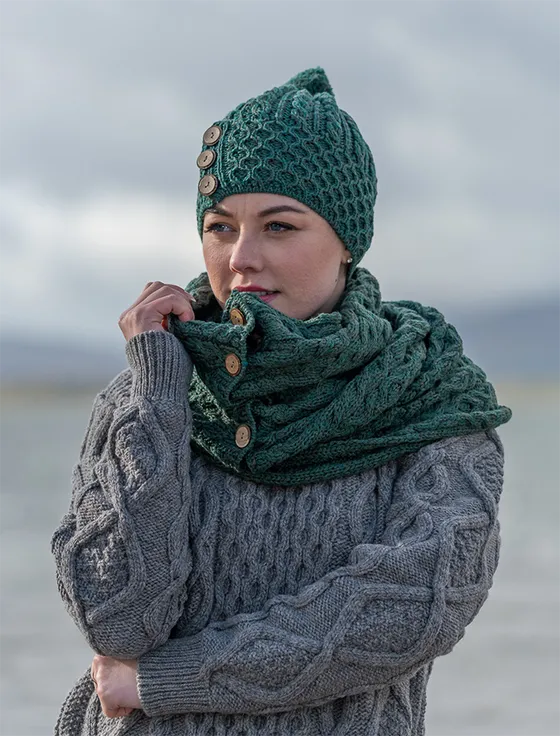 Aran Snood Scarf with Buttons