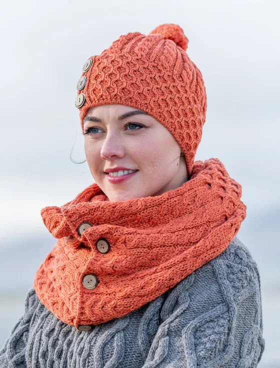 Aran Snood Scarf with Buttons