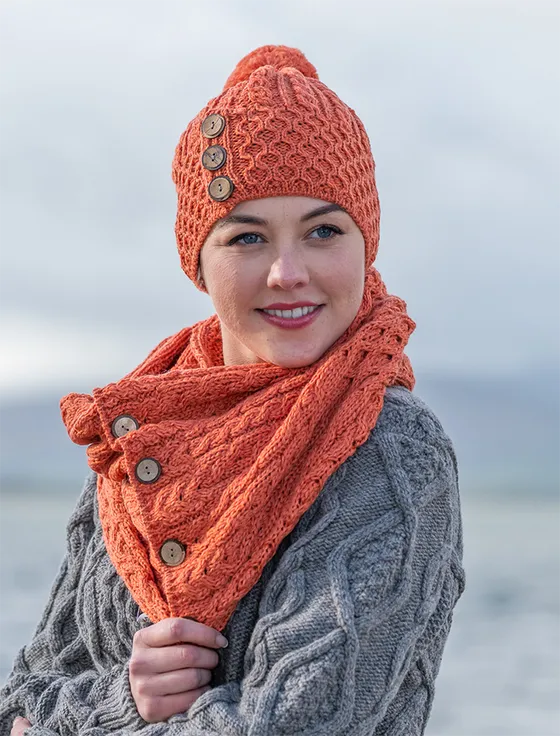 Aran Snood Scarf with Buttons