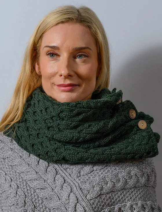 Aran Snood Scarf with Buttons