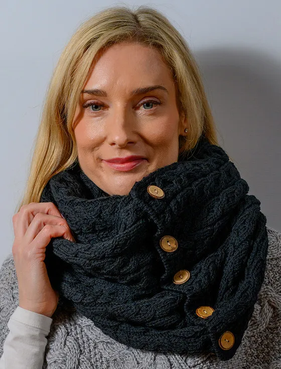 Aran Snood Scarf with Buttons