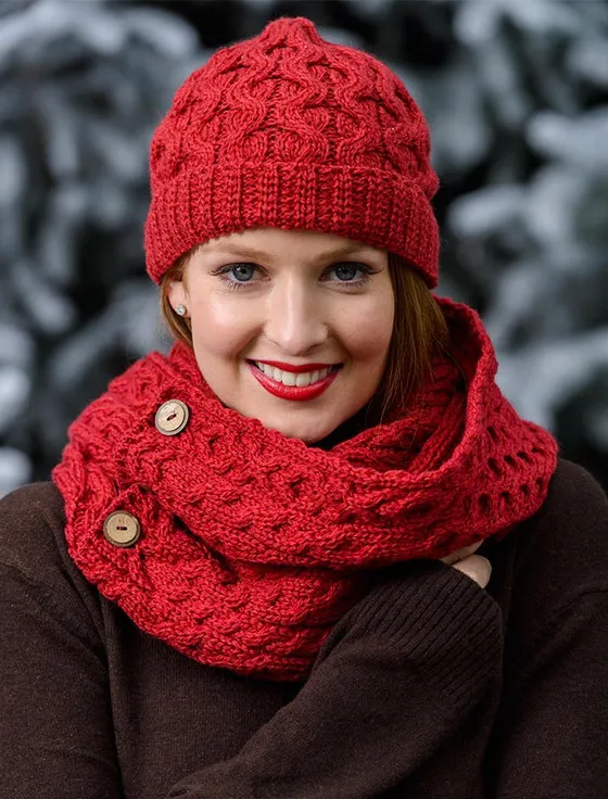 Aran Snood Scarf with Buttons