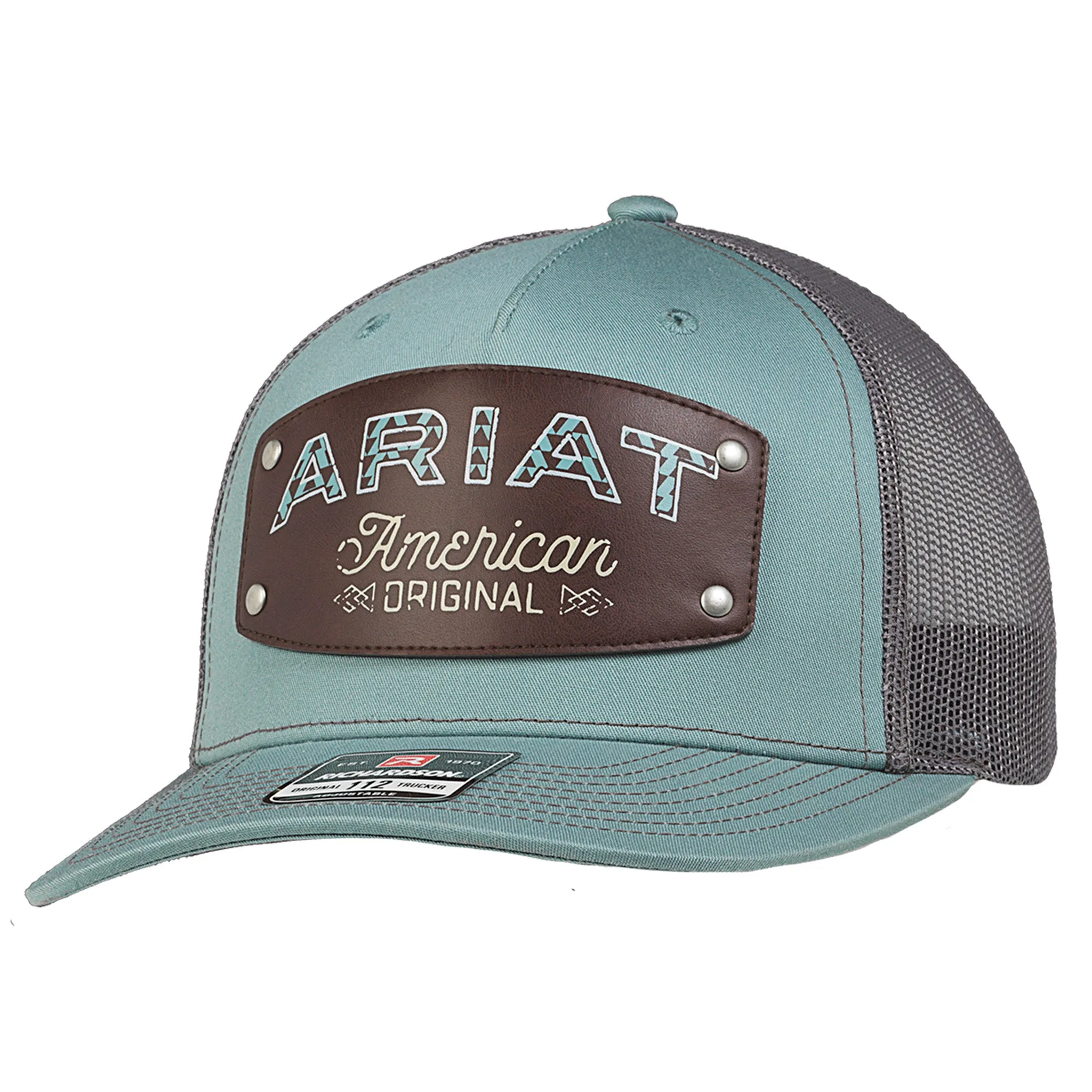 Ariat Blue & Grey Leather Patch Cap