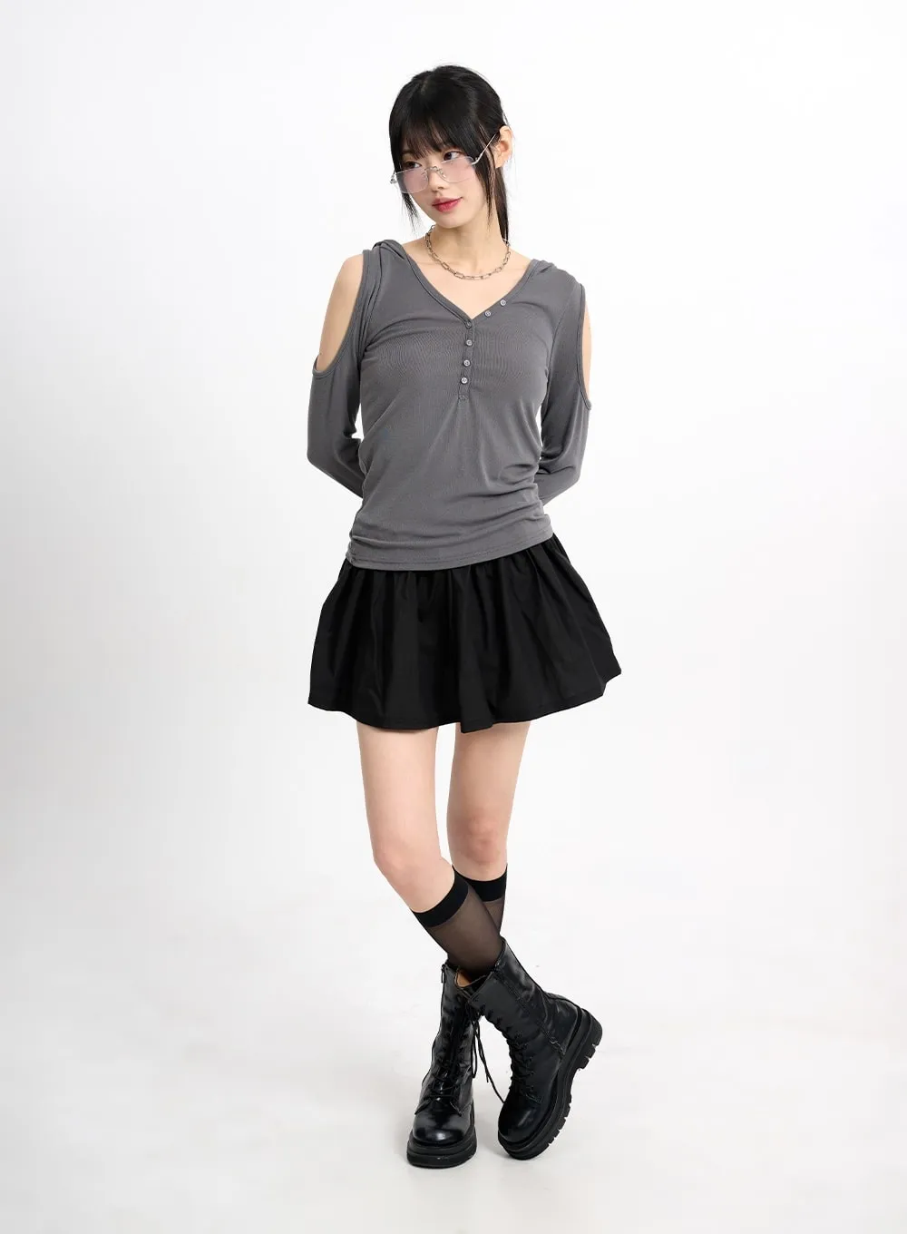 Basic Ruffle Hem Mini Skirt CM415