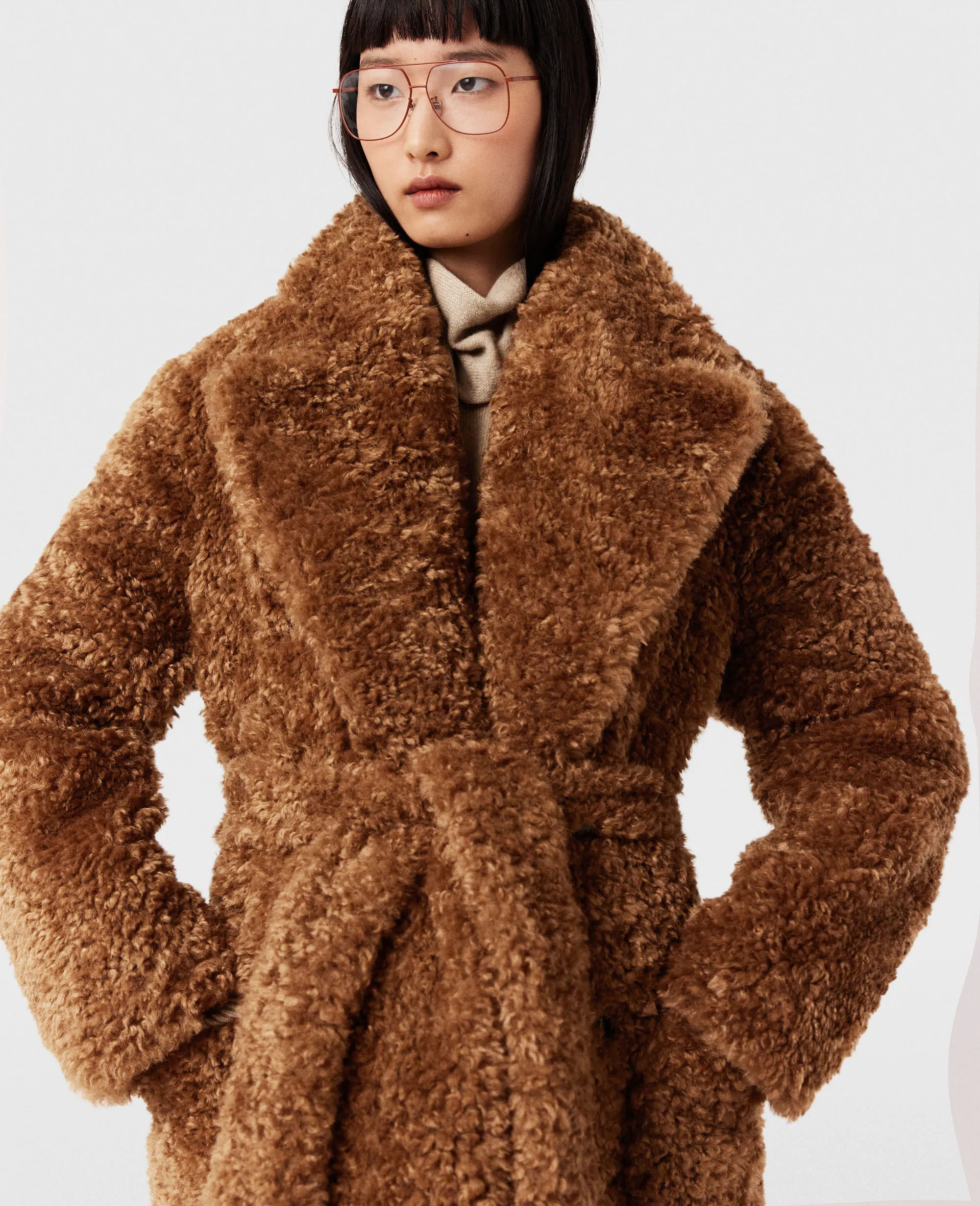 Belted Plush Teddy Coat