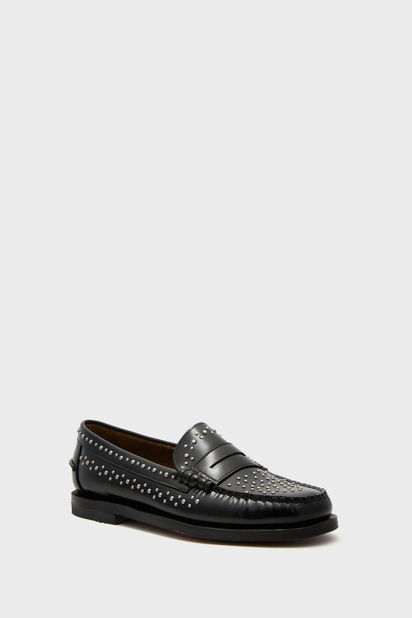 Black Dan Studs Womens Loafers