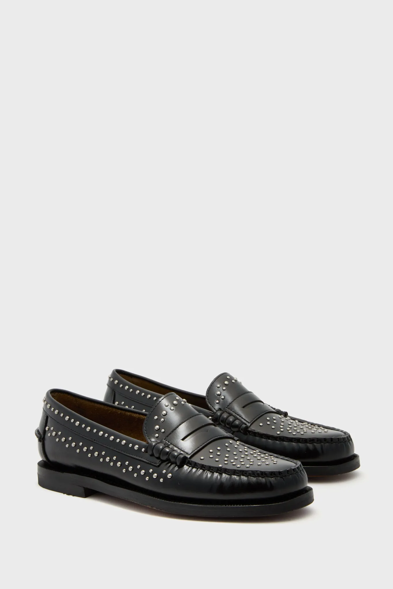 Black Dan Studs Womens Loafers