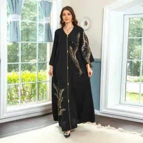 Black Dress Women Ramadan Clothes Femme Sequin Embroidery Loose Abaya Dress S S4945063