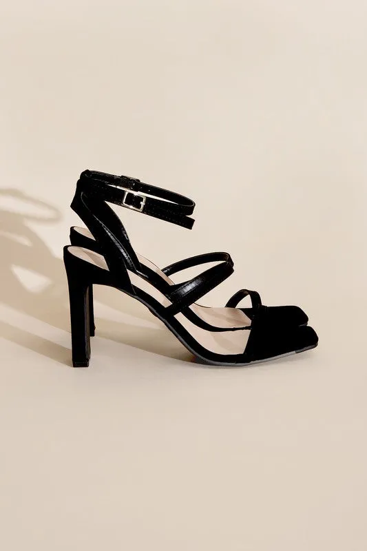 Black Silhouette Ankle Strap Heels