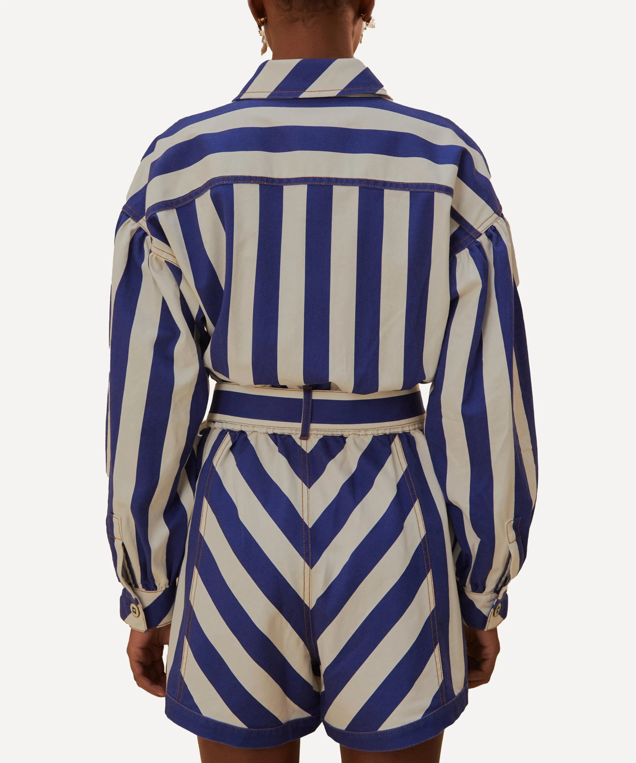 Blue and White Stripe Jumpsuit