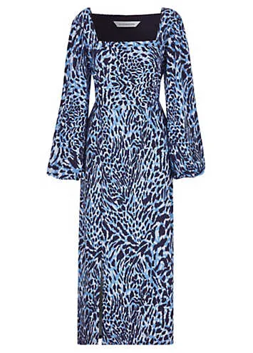 Blue Animal Print Jersey Midi Dress by Kaleidoscope | Look Again