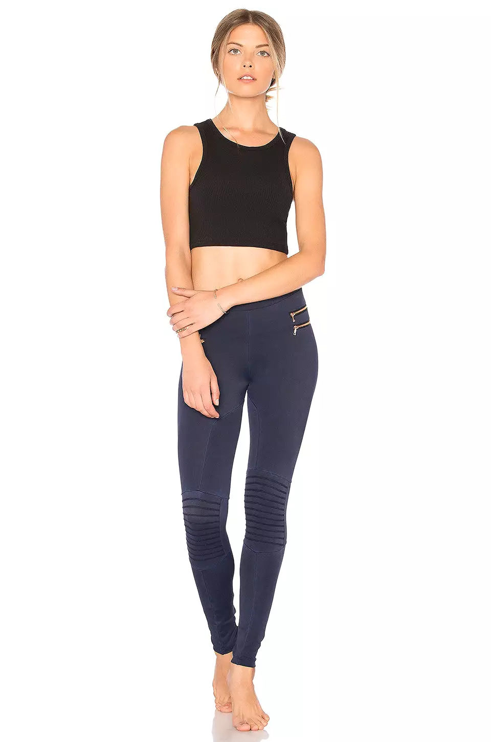 Blue Life Fit Moto Zipper Leggings Ink