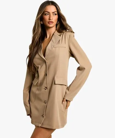 boohoo Womens Boxy Button Down Blazer Dress