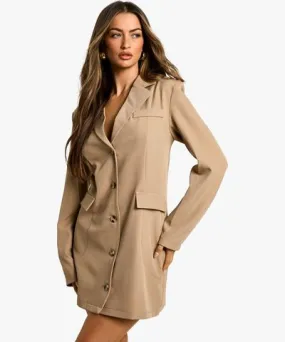 boohoo Womens Boxy Button Down Blazer Dress