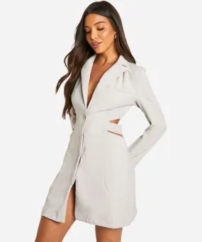 boohoo Womens Woven Cut Out Waist Blazer Dress