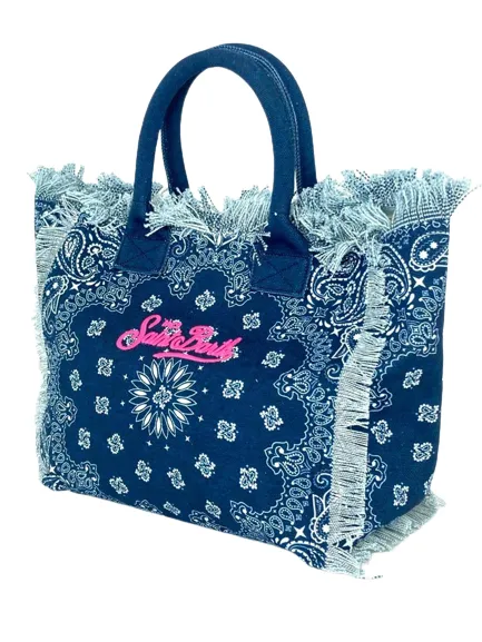 BORSA IN CANVAS BLU FANTASIA BANDANNA