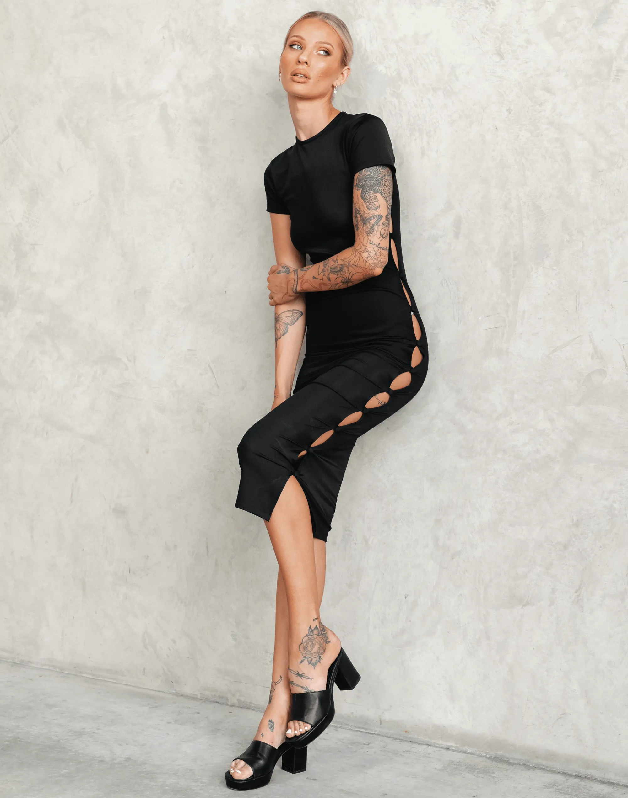 Brentwood Midi Dress (Black) - By Lioness