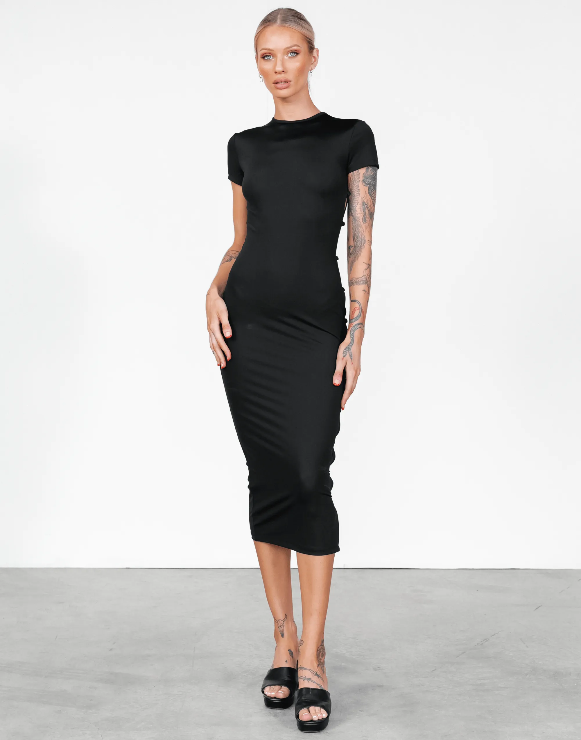 Brentwood Midi Dress (Black) - By Lioness