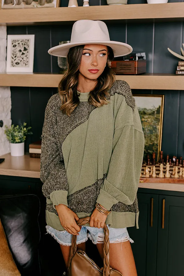 Cabin In The Mountains Oversized Knit Sweater in Olive