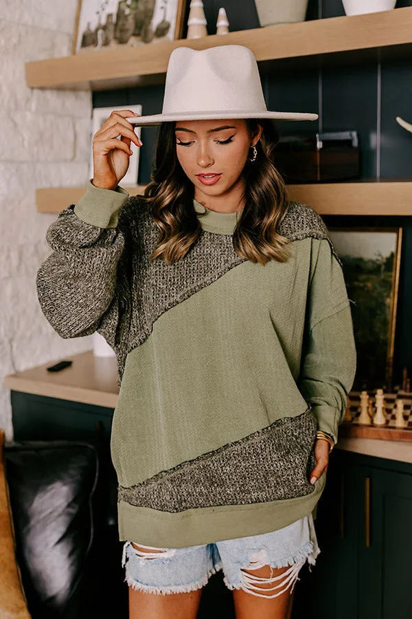 Cabin In The Mountains Oversized Knit Sweater in Olive