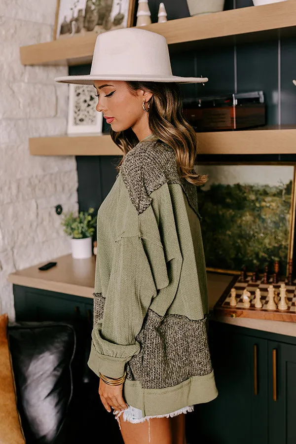 Cabin In The Mountains Oversized Knit Sweater in Olive