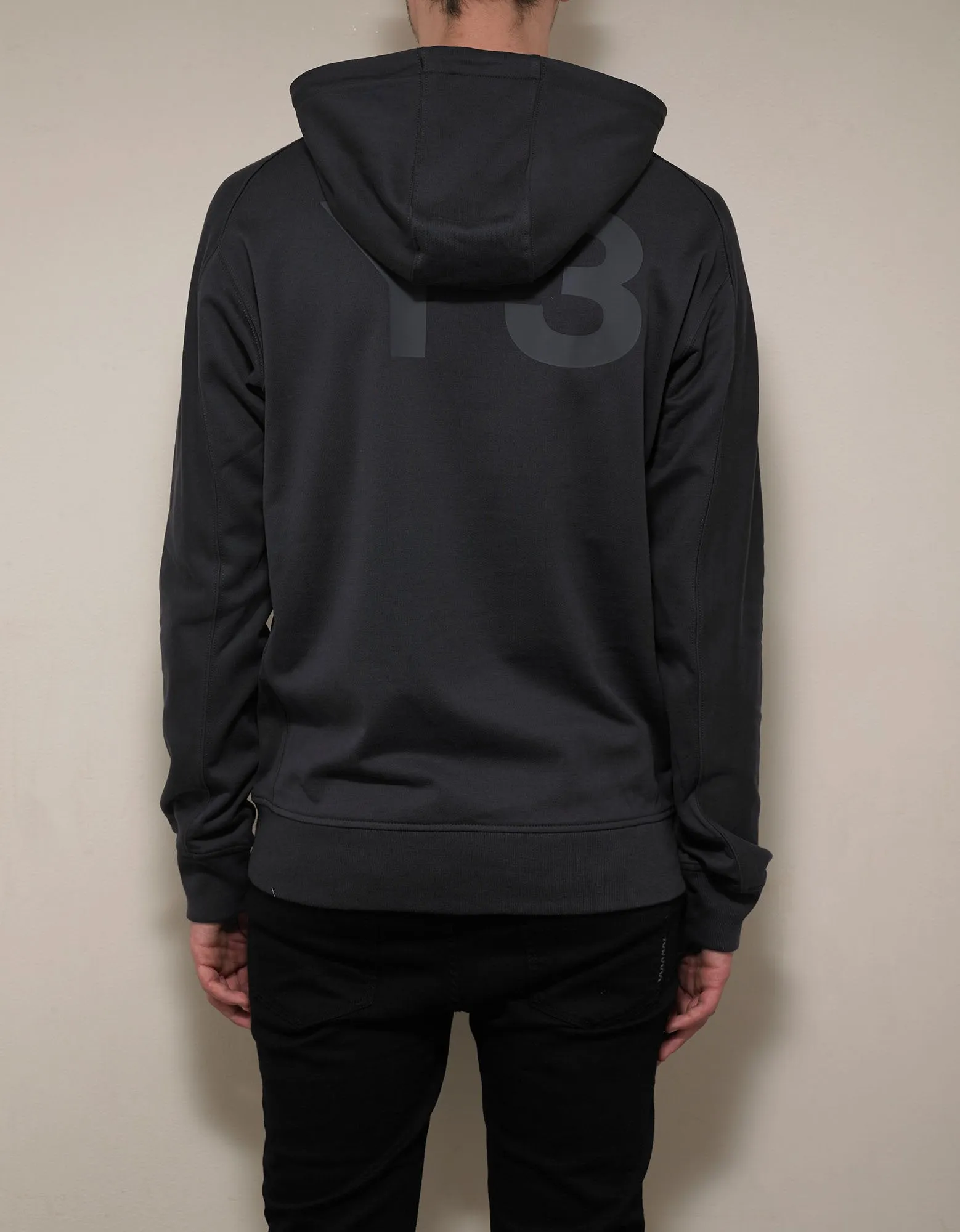 Carbon Grey Y-3 Print Zip Hoodie -