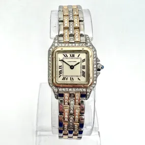 CARTIER PANTHERE Quartz 23mm 2 Row Gold ~1.2TCW Diamond Watch