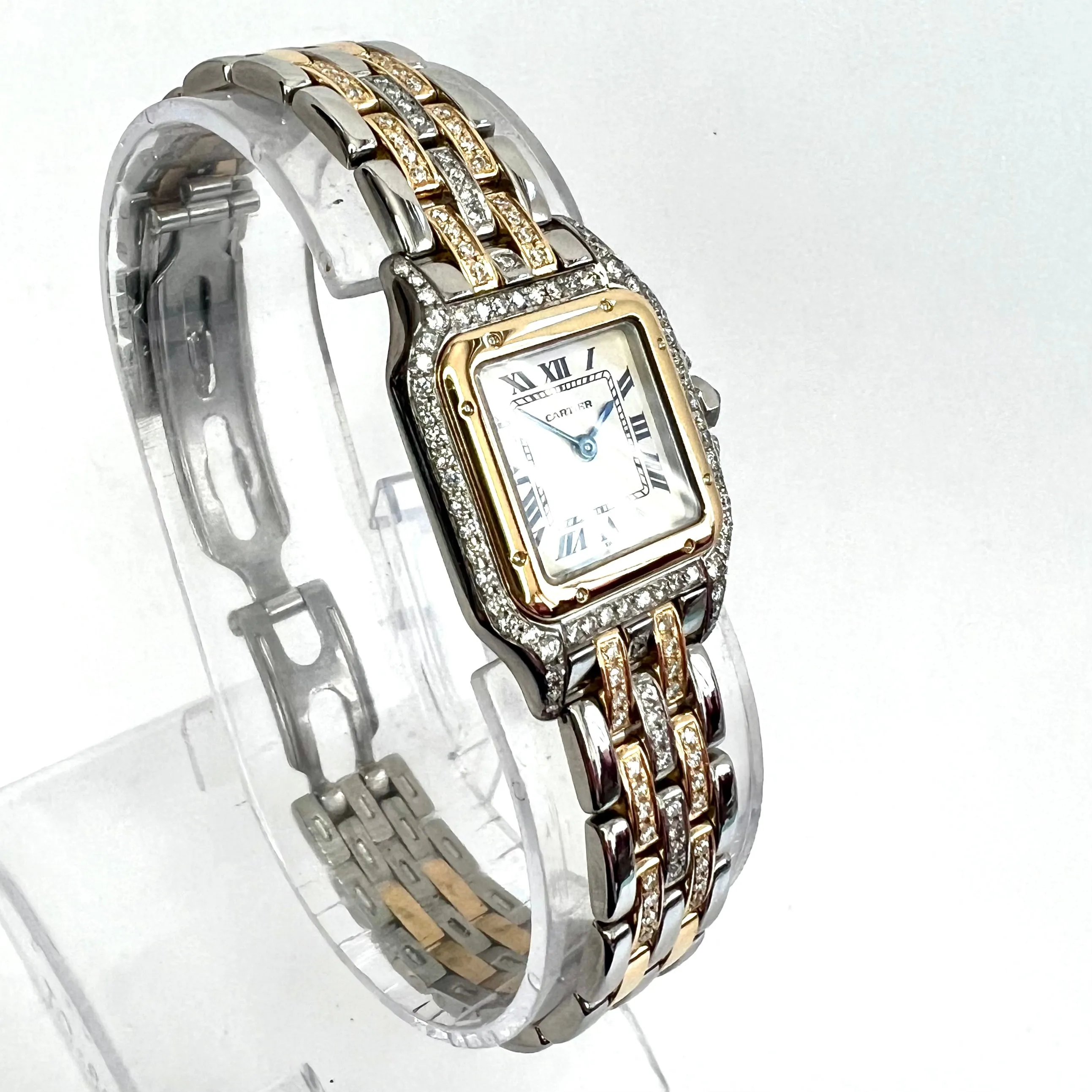 CARTIER PANTHERE Quartz 23mm 2 Row Gold ~1.2TCW Diamond Watch