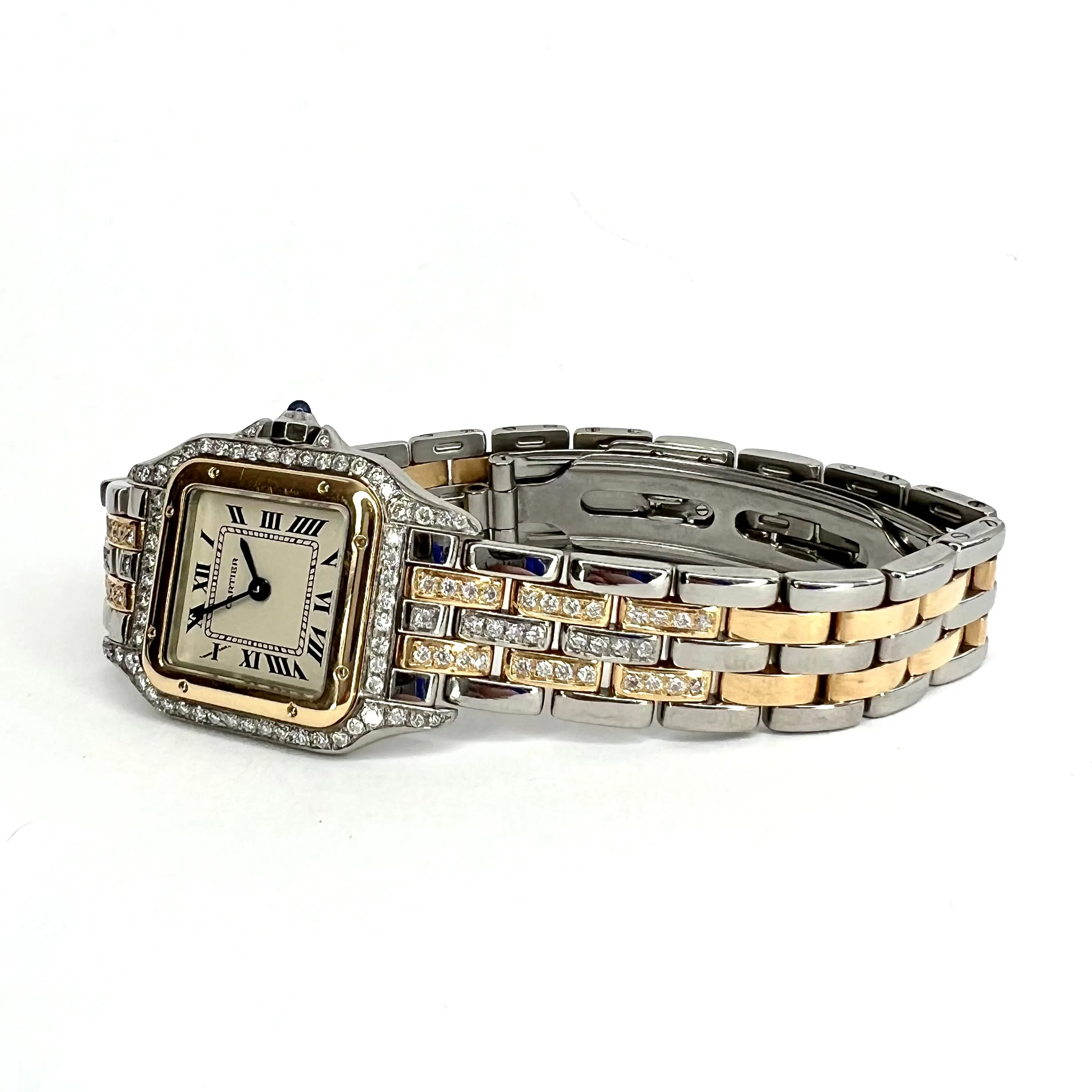 CARTIER PANTHERE Quartz 23mm 2 Row Gold ~1.2TCW Diamond Watch