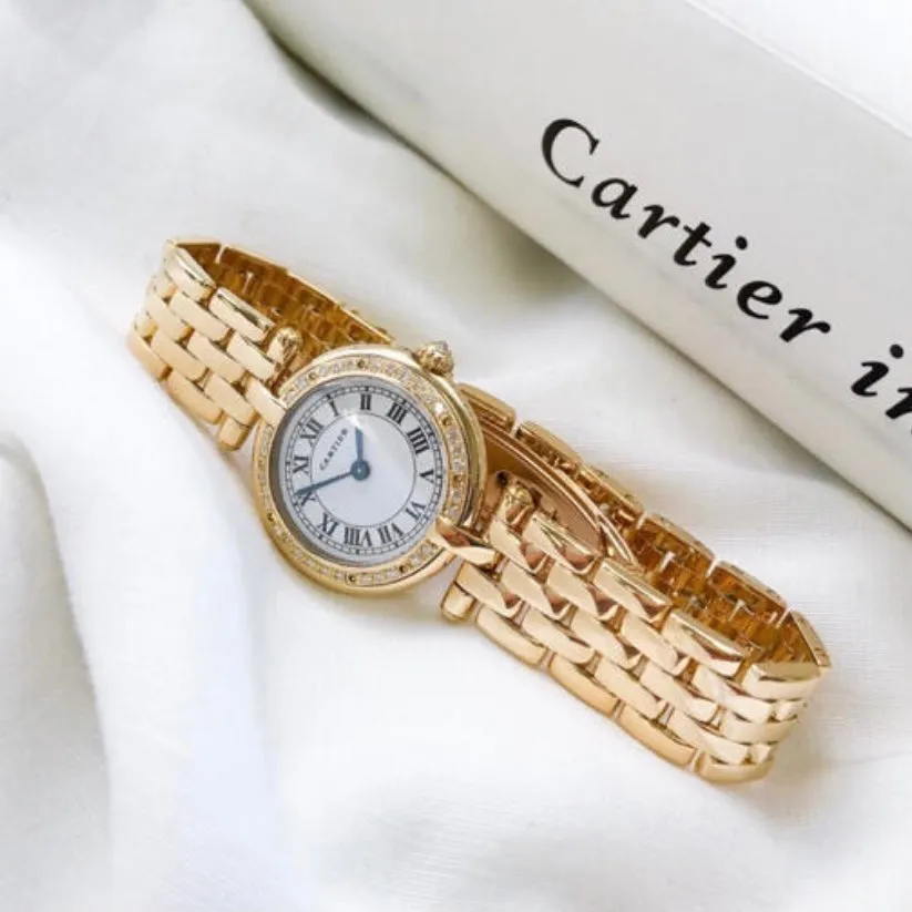 CARTIER PANTHERE VENDOME 23mm 18K Yellow Gold & Watch 0.34TCW Diamond Bezel