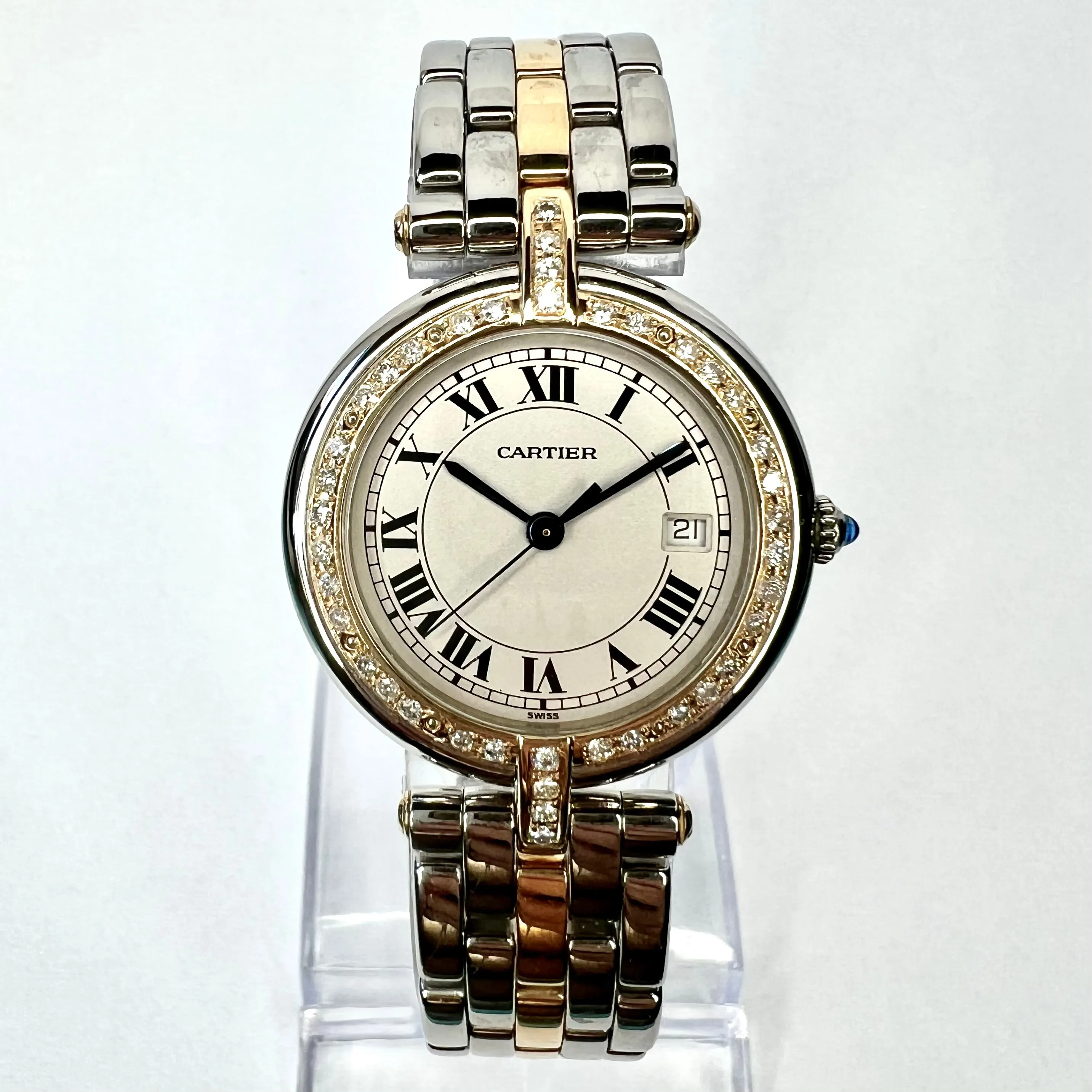 CARTIER PANTHERE VENDOME 30mm Quartz 1 Row Gold 0.50TCW Diamond Watch