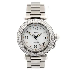 CARTIER PASHA Automatic 35mm Steel 1.81TCW DIAMOND Watch