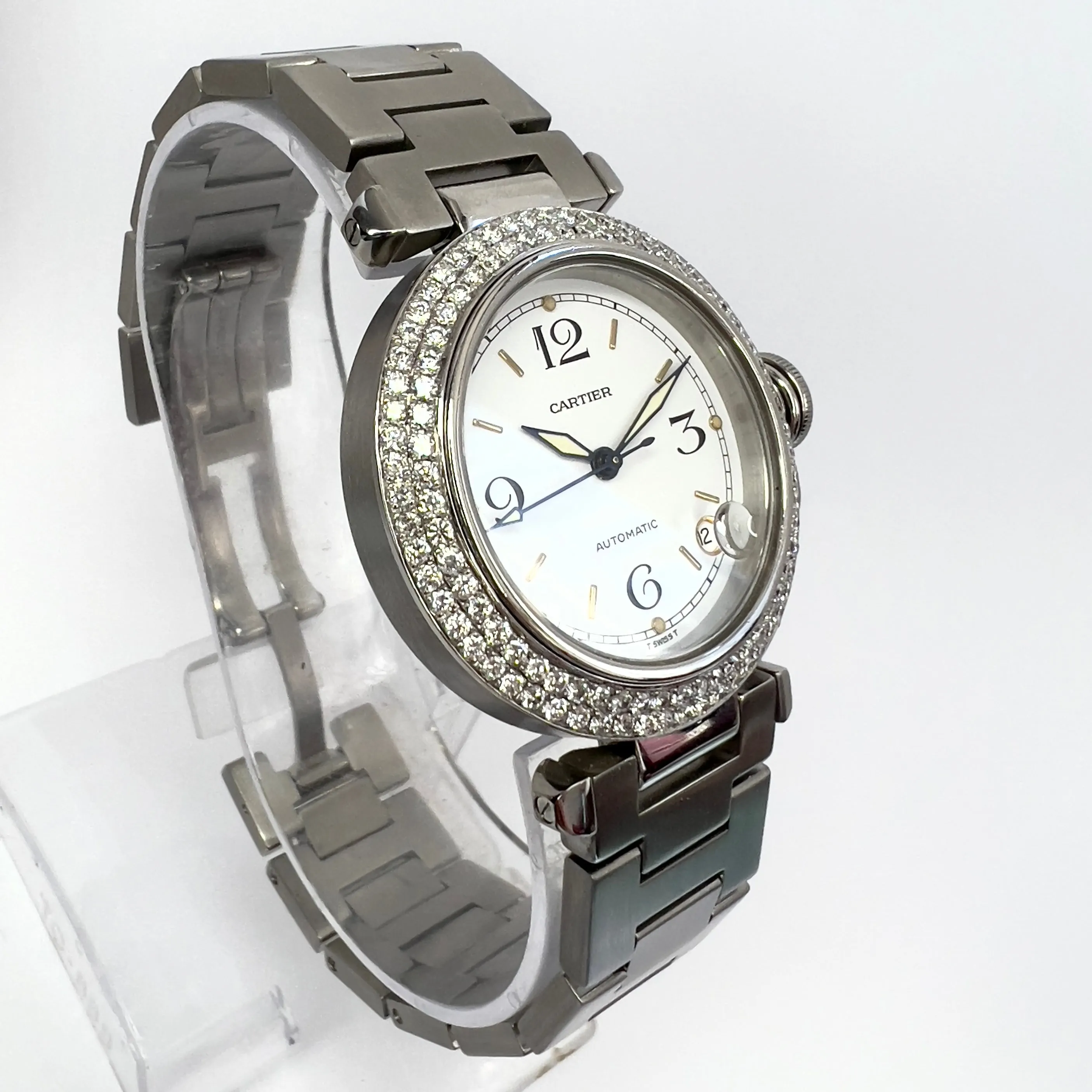 CARTIER PASHA Automatic 35mm Steel 1.81TCW DIAMOND Watch