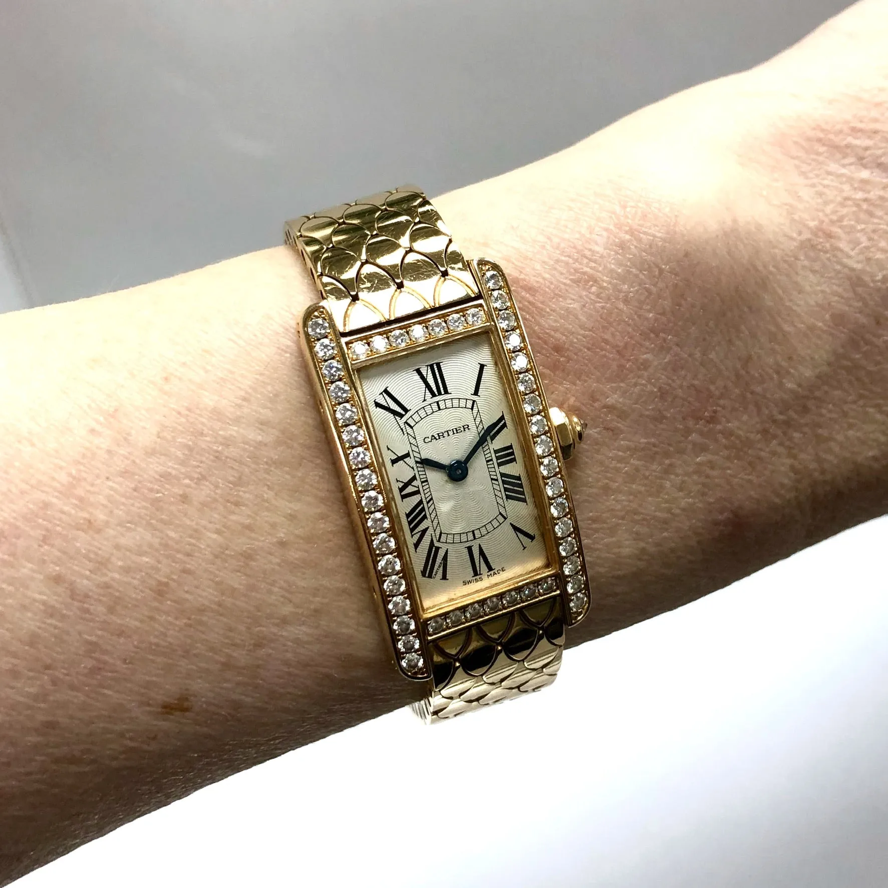 CARTIER Quartz 19mm 18K Rose Gold FACTORY DIAMOND Watch